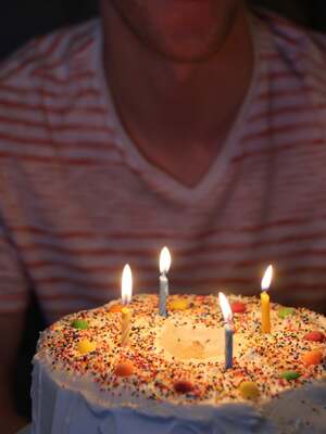 A birthday cake with candles