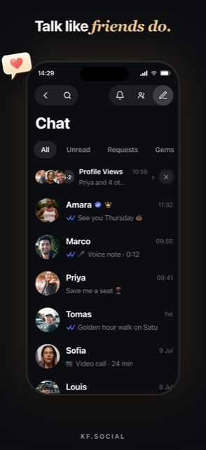 KF.Social chat screen: talk like friends do